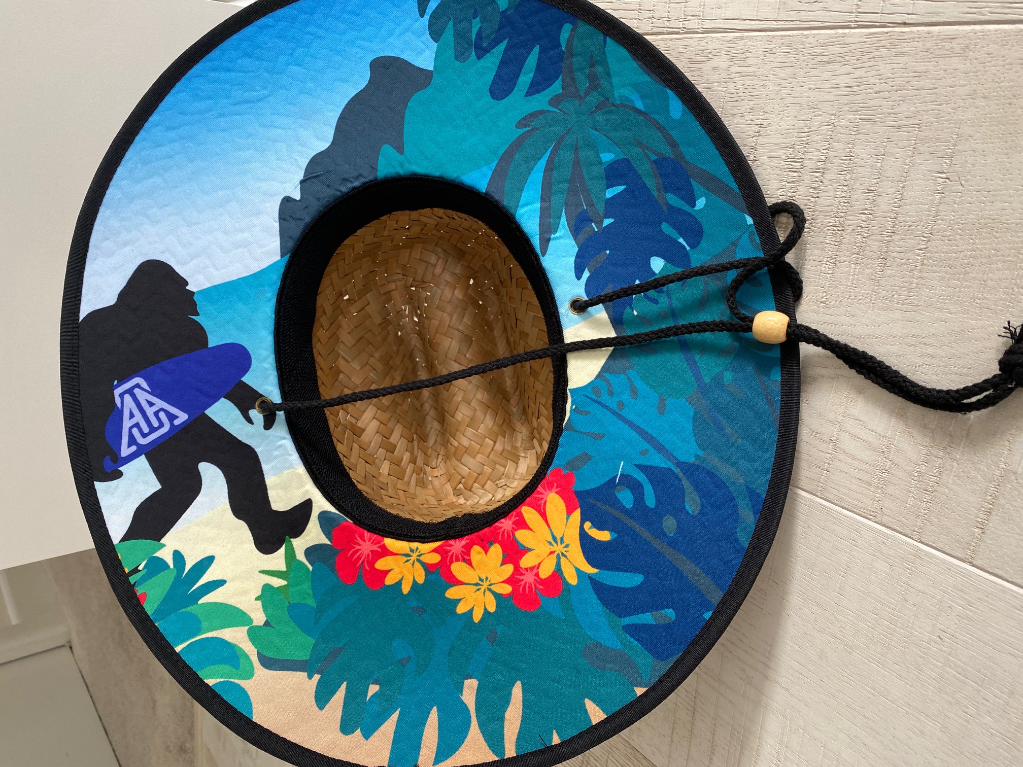 custom straw hat printed design underneath