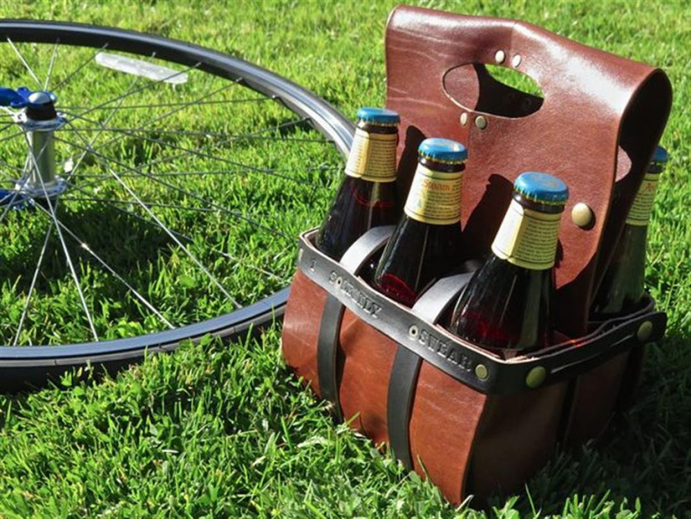 witherss and co leather beer caddy