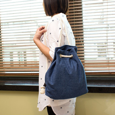 Denim Rope Bucket Backpack - Large Size