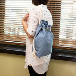 Denim Rope Bucket Backpack - Small Size