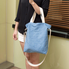 Denim Messenger's Bag with Short Handles