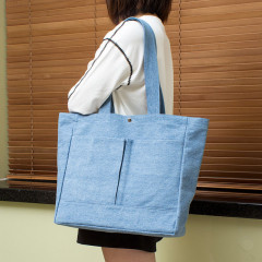 Denim Shoulder Bag with Pockets