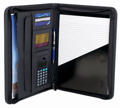 LEATHER A4 COMPENDIUM w/ CALCULATOR