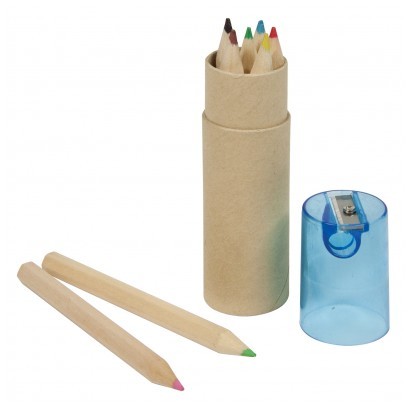 6PC COLOUR PENCIL SET - BLUE LID – SPECTRUM | Promotional Products NZ | Withers & Co