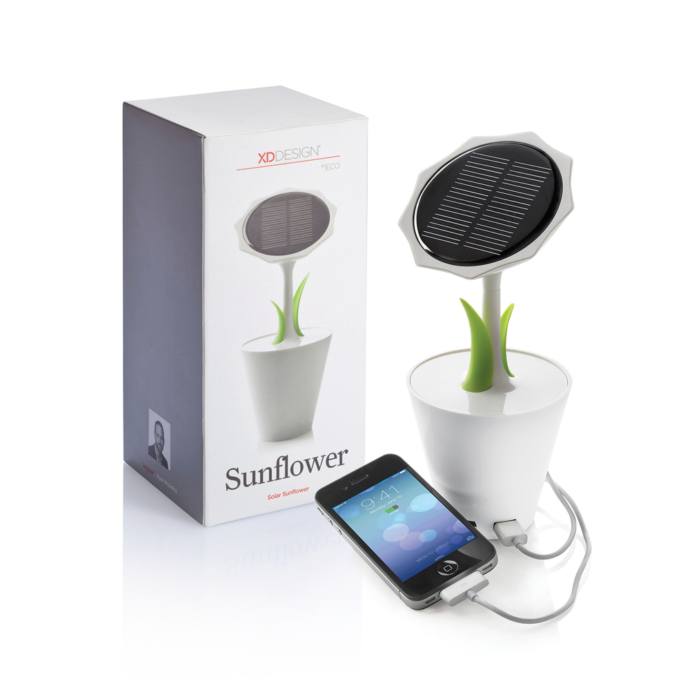 Solar Sunflower 2500mAh Charger | Custom Portable Charger | Custom Power Bank Charger