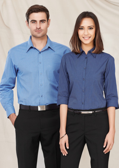 Mens Micro Check Long Sleeve Shirt