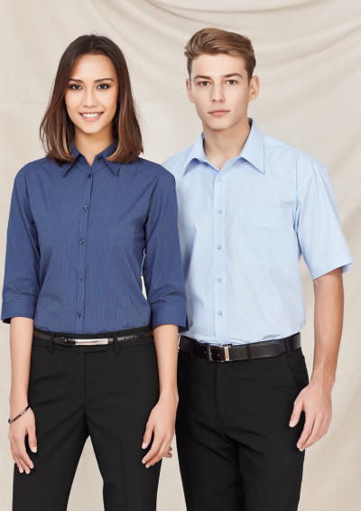 Mens Micro Check Short Sleeve Shirt