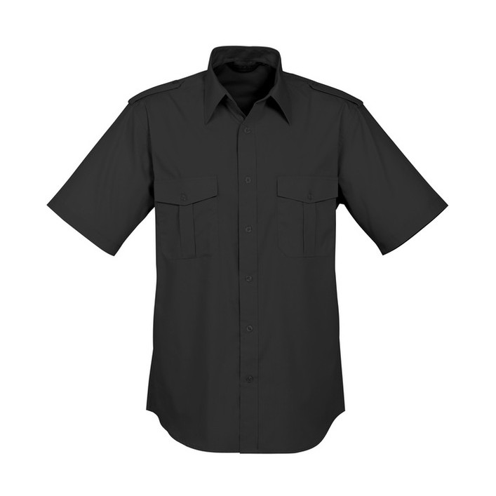 black shirt with epaulettes