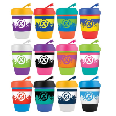 Kick Coffee Cup / Silicone Band | Personalised Cup | Reusable Coffee Cup | Custom Merchandise | Merchandise | Customised Gifts NZ | Corporate Gifts | Promotional Products NZ | Branded merchandise NZ | Branded Merch | Personalised Merchandise | 