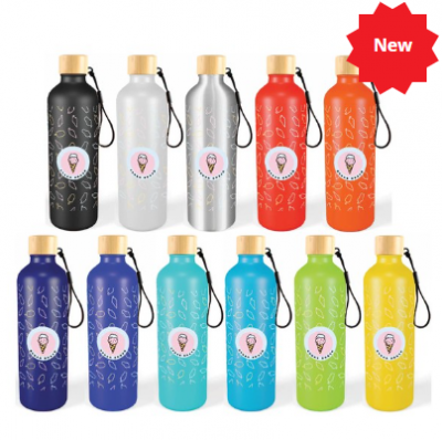 Gelato Aluminium Drink Bottle with Bamboo Lid