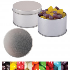 Corporate Colour Mini Jelly Beans in Silver Round Tin