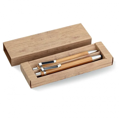 Bamboo Barrel Pen Set