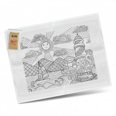 Cotton Colouring Tea Towel 