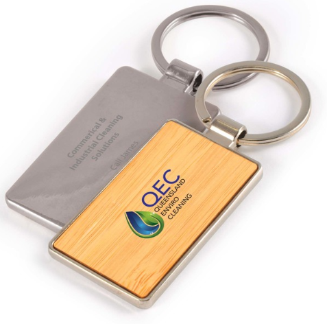 Rectangle Bamboo Zinc Keytag | Key Ring | Key Ring NZ | Keychain NZ | Customise Key Ring | Personalised Keyrings NZ | Custom Merchandise | Merchandise | Customised Gifts NZ | Corporate Gifts | Promotional Products NZ | Branded merchandise NZ | 