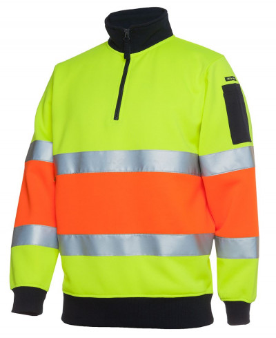 Hi Vis 1/2 Zip (D+N) Fleecy Sweat with Reflective Tape 
