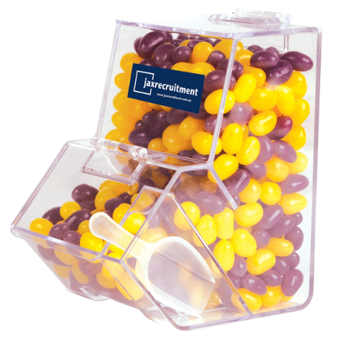 Corporate Colour Mini Jelly Beans in Dispenser | Confectionery Manufacturers NZ | Custom Merchandise | Merchandise | Customised Gifts NZ | Corporate Gifts | Promotional Products NZ | Branded merchandise NZ | Branded Merch | Personalised Merchandise | 