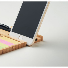 Bamboo desk phone stand with accessories