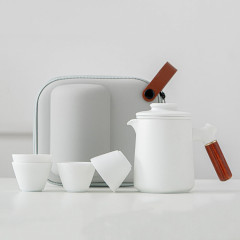 Teapot with Cups and Travel Bag