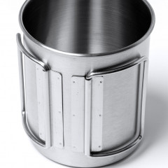 Stainless steel mug with folding handles