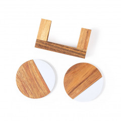 Wood/Marble Elegant Coaster Set