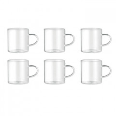 Set of bamboo cup holder including 6 borosilicate glass cups