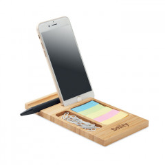 Bamboo desk phone stand with accessories