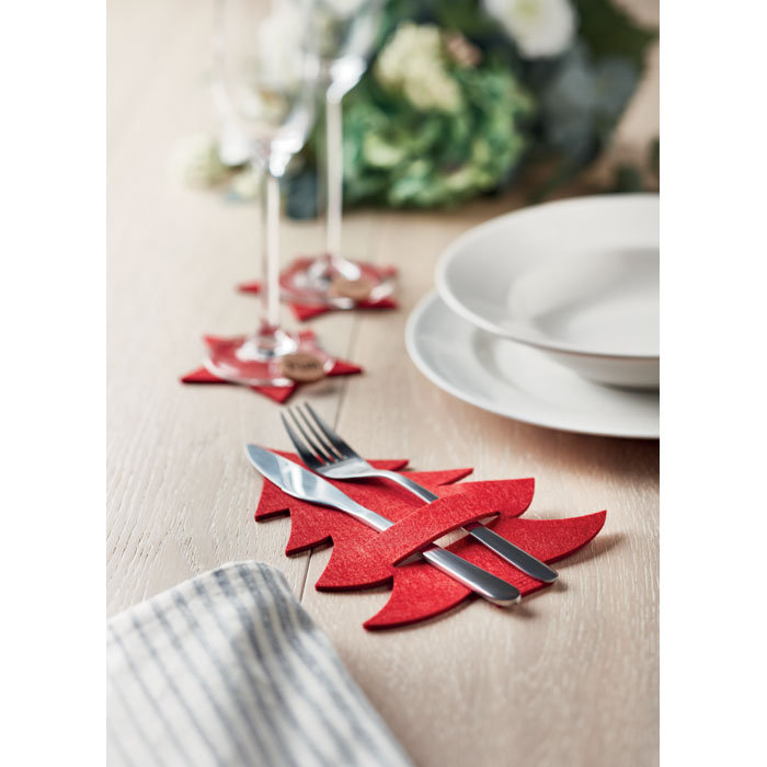 Christmas Tree RPET Felt Holders | Custom Merchandise | Cutlery Holders NZ