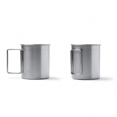 Stainless steel mug with folding handles