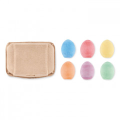 6 chalk eggs in box