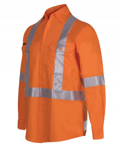 Hi Vis (D+N) L/S 150G Cross Back Tape Shirt 
