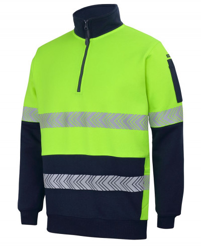 Hi Vis 330G 1/2 Zip Segmented Tape Fleece 