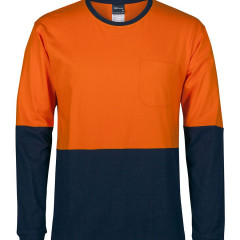 Hi Vis L/S Crew Neck Cotton T-Shirt 