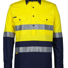 Hi Vis (D+N) Close Front L/S 150G Work Shirt 