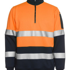 Hi Vis 1/2 Zip (D+N) Fleecy Sweat with Reflective Tape 