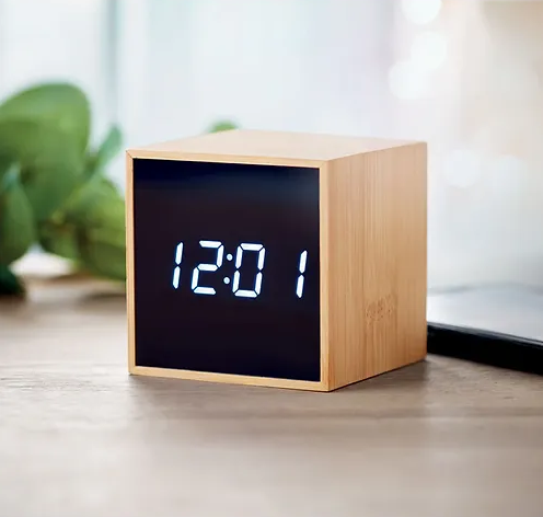 Mara LED Bamboo Clock | Personalised Clock | Customised Clocks | Bamboo Clock | Custom Merchandise | Merchandise | Customised Gifts NZ | Corporate Gifts | Promotional Products NZ | Branded merchandise NZ | Branded Merch | Personalised Merchandise |