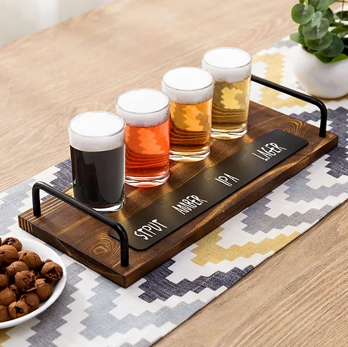 Beer Flight Server with 4 Glasses