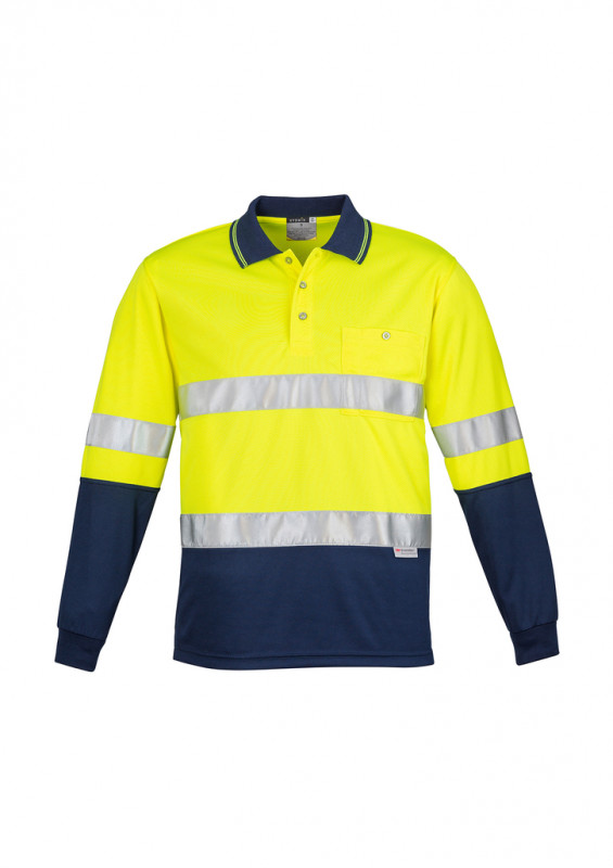 Mens Hi Vis Spliced Polo - Long Sleeve Hoop Taped | Withers and Co | Hi Vis Apparel