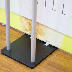 S Shaped Banner Stand With Display Shelves