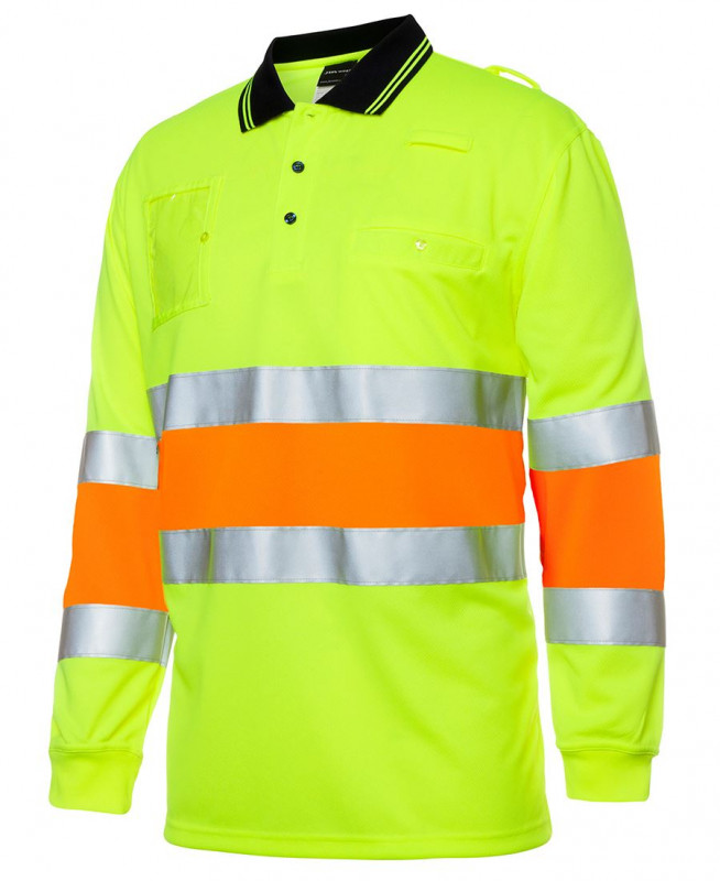 Hi Vis Bio Motion (D+N) L/S Polo with Reflective Tape | Withers and Co | Hi Vis Apparel