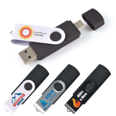 Swivel USB Flash Drive Dual 8GB