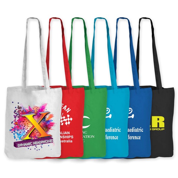 Coloured Cotton Long Handle Bag | Branded Bag | Printed Bag NZ | Logoline | Withers & Co