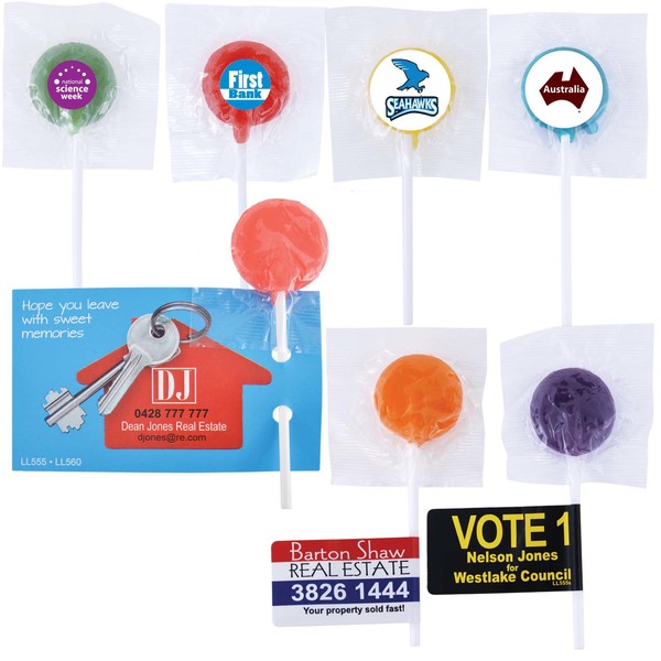 Assorted Colour Lollipops | Branded Lollipops | Printed Lollipops NZ | Withers & Co