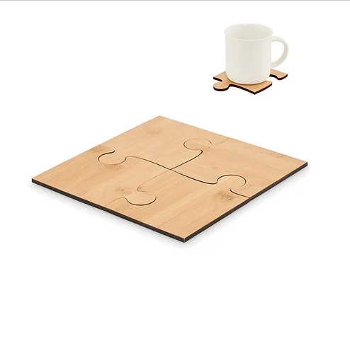 4 Bamboo Puzzle Shaped Coaster set | Custom Coaster set | Custom Merchandise | Merchandise | Promotional Products NZ | Branded merchandise NZ | Branded Merch | Personalised Merchandise | Custom Promotional Products | Promotional Merchandise