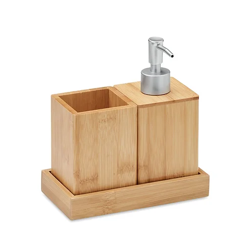 3-piece bamboo bathroom accessories set