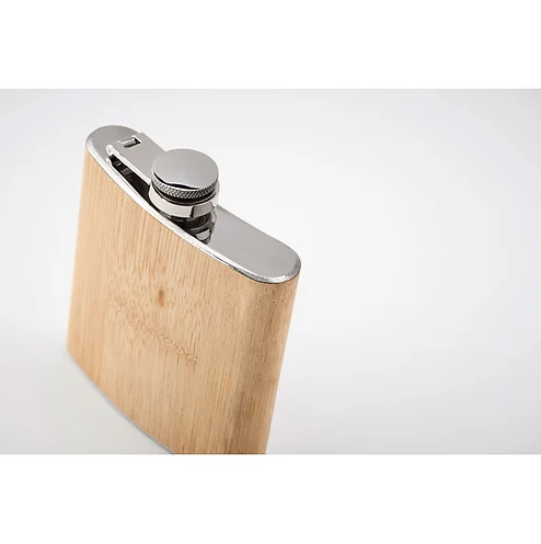 Bamboo Slim Hip Flask | Custom Flask | Custom Merchandise | Merchandise | Promotional Products NZ | Branded merchandise NZ | Branded Merch | Personalised Merchandise | Custom Promotional Products | Promotional Merchandise