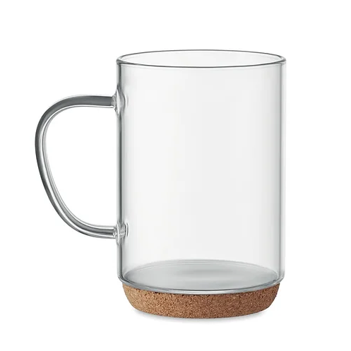 Glass mug with cork base | Personalised Mugs | Personalised Mugs NZ | Custom Mugs | Custom Merchandise | Merchandise | Promotional Products NZ | Branded merchandise NZ | Branded Merch | Personalised Merchandise | Custom Promotional Products | Promotional 
