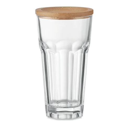 Glass Tumbler with Bamboo coaster