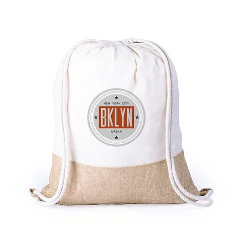 Jute and Cotton Drawstring Bag | Jute Bag | Jute Bag NZ | Eco Jute Bag | Custom Merchandise | Merchandise | Promotional Products NZ | Branded merchandise NZ | Branded Merch | Personalised Merchandise | Custom Promotional Products | Promotional Merchandise