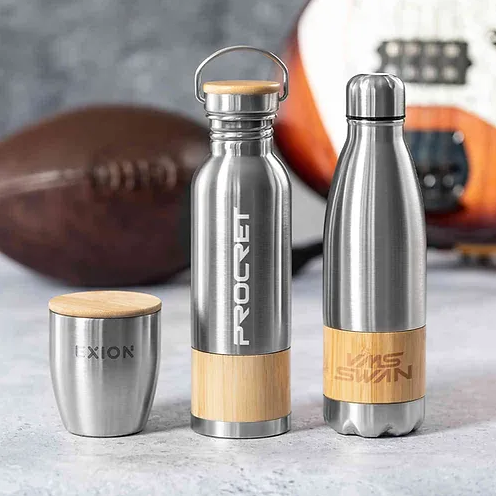 Retro SS and Bamboo Bottle - 800ml | Bamboo Bottle | Customised Bamboo Bottle | Personalised Bamboo Bottle | Metal Drink Bottle | Stainless Steel Bottle NZ | Stainless Water Bottle NZ | Custom Merchandise | Merchandise | Customised Gifts NZ |