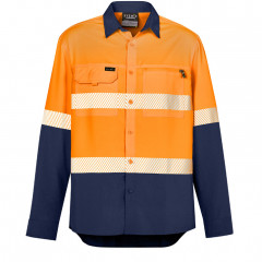 Mens Hi Vis Outdoor Segmented Tape Long Sleeve Shirt